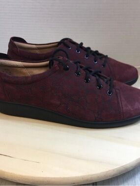 HOTTER ‘DEW’ England Burgundy Suede Comfort Sneaker Shoes US 8, UK 6, EU 39